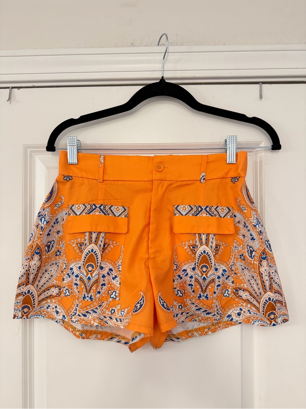 Orange Paisley Print Women’s Shorts
